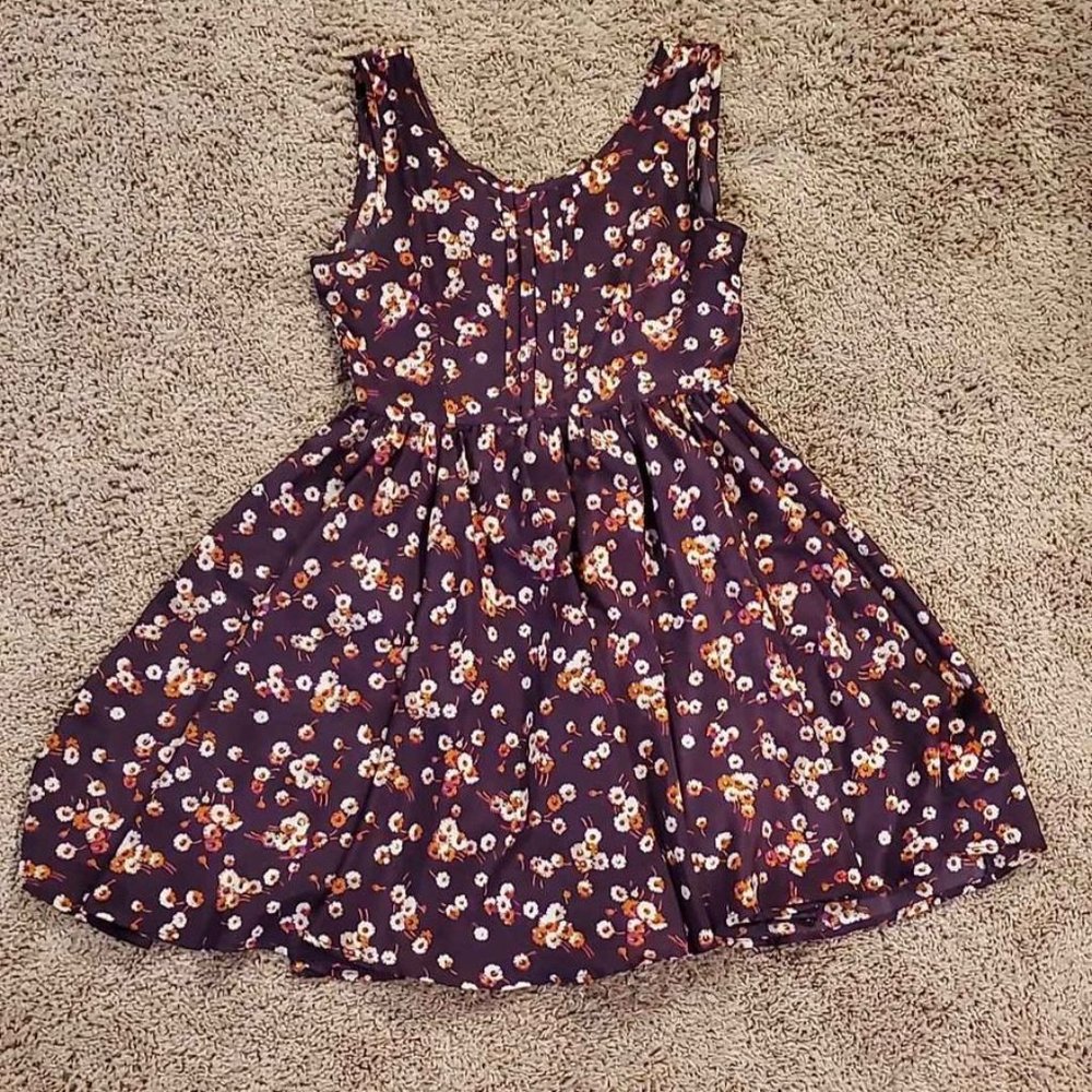 Purple sundress with white and orange flowers size small